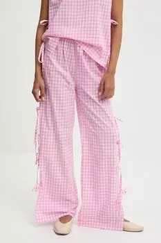 Хлопковые брюки Answear.Lab, розовый