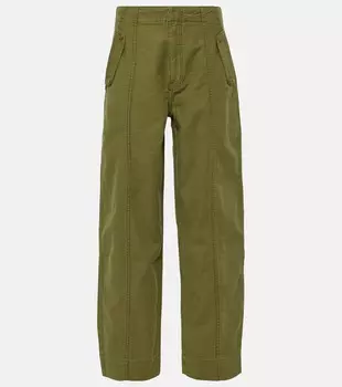 Хлопковые брюки-бочонки с высокой посадкой Frame, зеленый