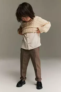 Хлопковые брюки чинос H&M, коричневый