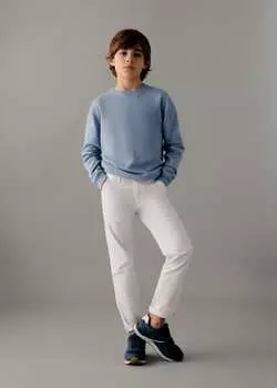 Хлопковые брюки чинос MANGO, белый