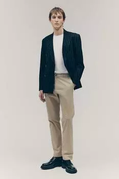 Хлопковые брюки-чинос облегающего кроя H&M, бежевый