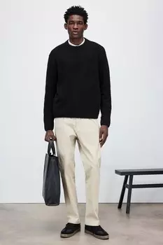 Хлопковые брюки чинос обычного кроя H&M, бежевый