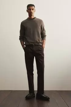Хлопковые брюки чинос обычного кроя H&M, коричневый