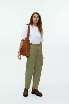 Хлопковые брюки чинос с бочкообразными ножками ARKET