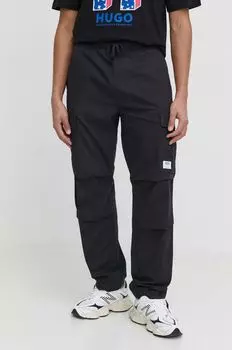 Хлопковые брюки Hugo, черный