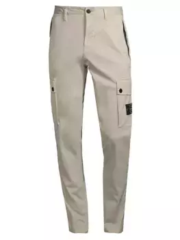 Хлопковые брюки из рваного твила Stone Island, цвет sand