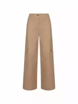 Хлопковые брюки карго Ganni, бежевый