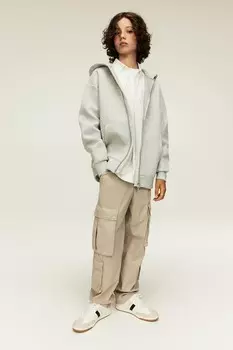 Хлопковые брюки-карго H&M, бежевый