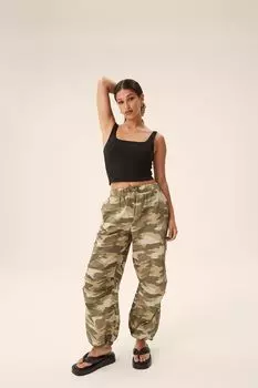 Хлопковые брюки карго с парашютом Next, хаки