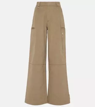 Хлопковые брюки карго с высокой посадкой и широкими штанинами Ami Paris, коричневый