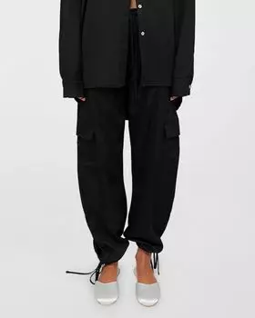 Хлопковые брюки-карго с завязками Yoko LESET, цвет Black