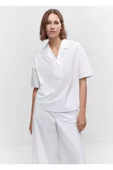 Хлопковые брюки-кюлоты Mango, белый