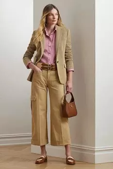 Хлопковые брюки Lauren Ralph Lauren, бежевый