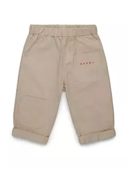 Хлопковые брюки Marni Kids, нейтральный цвет