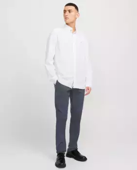 Хлопковые брюки мужские зауженные с низкой посадкой Jack & Jones, темно-синий
