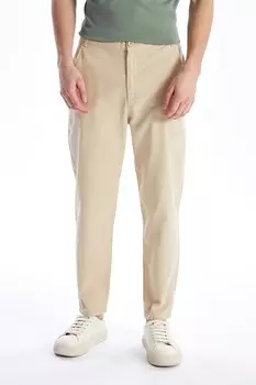 Хлопковые брюки прямого кроя Lc Waikiki, бежевый