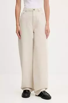Хлопковые брюки Rotate, бежевый