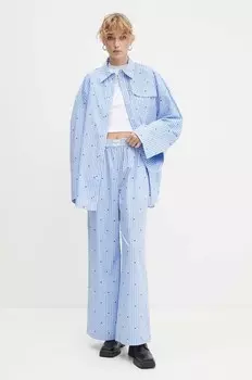 Хлопковые брюки Rotate, синий