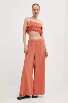Хлопковые брюки Roxy GOLDEN TROPICS, оранжевый