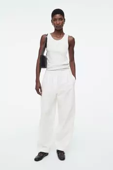 Хлопковые брюки с бочкообразными штанинами Cos, белый