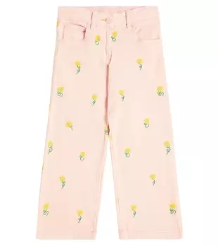 Хлопковые брюки с цветочным принтом Stella Mccartney, розовый