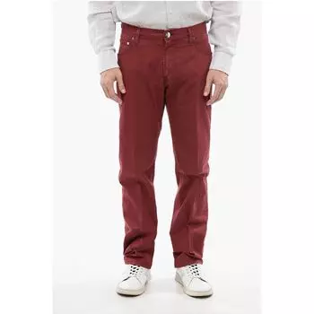 Хлопковые брюки с металлическими деталями Corneliani, Red