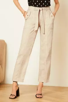 Хлопковые брюки с поясом Love & Roses, бежевый