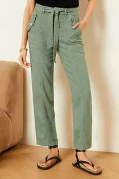 Хлопковые брюки с поясом Love & Roses, зеленый