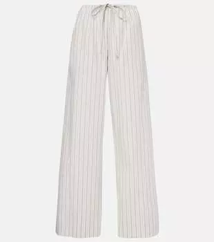 Хлопковые брюки с широкими штанинами Hypnosta из поплина The Row, White/Graphite