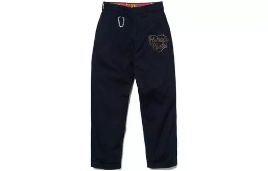 Хлопковые брюки с вышитым логотипом HUMAN MADE, хаки