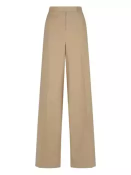 Хлопковые брюки с высокой талией MAX MARA, нейтральный