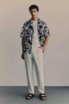 Хлопковые брюки стандартного кроя H&M, белый