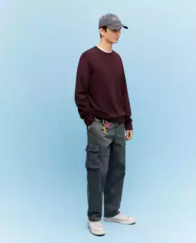 Хлопковые брюки стандартного кроя с множеством карманов Green Coast, серый