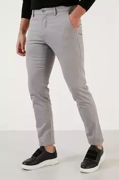 Хлопковые брюки узкого кроя с нормальной талией 216MILANO Buratti, серый