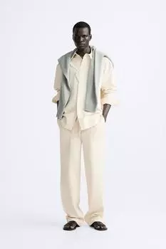 Хлопковые брюки ZARA, экрю