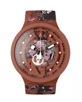 Хлопковые часы Camoflower с красным силиконовым ремешком Swatch, красный