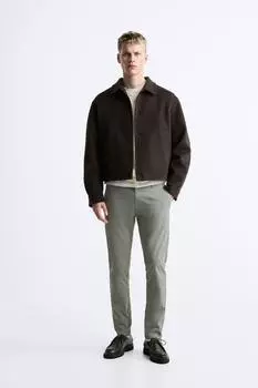 Хлопковые чиносы ZARA, светлый хаки