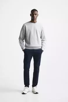 Хлопковые чиносы ZARA, темно-синий