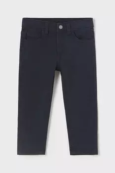 Хлопковые детские базовые брюки узкого кроя Mayoral, темно-синий