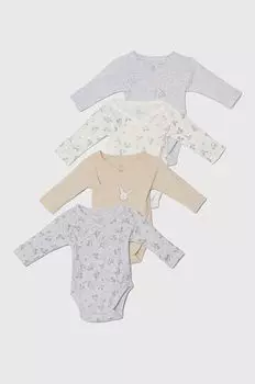 Хлопковые детские боди (4 шт.) Zippy, серый