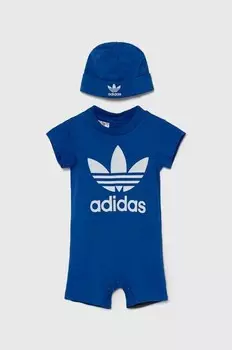 Хлопковые детские комбинезоны ПОДАРОЧНЫЙ НАБОР adidas Originals, синий