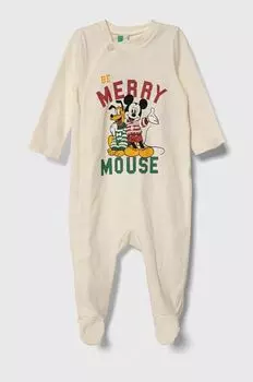 Хлопковые детские комбинезоны United Colors of Benetton, бежевый