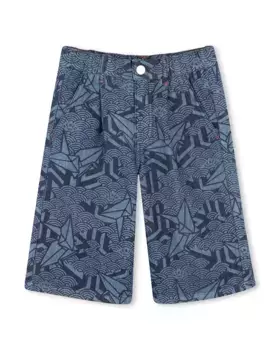 Хлопковые джинсовые бермудские шорты для мальчиков с принтом Kenzo Kids, синий