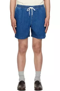 Хлопковые джинсовые шорты на шнурке Drake'S, индиго