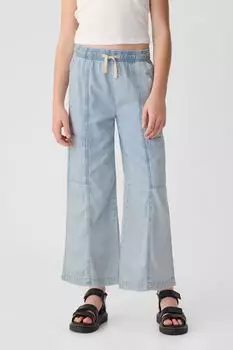 Хлопковые джинсы карго с завышенной талией и подтяжками Gap, синий