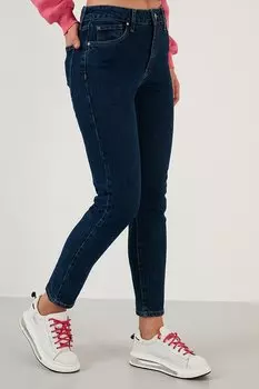 Хлопковые джинсы скинни приталенного кроя с высокой талией 639LOREN Lela, синий