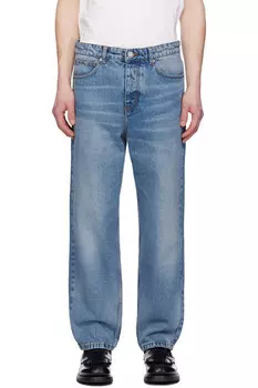 Хлопковые джинсы суженного кроя Ami Paris, синий