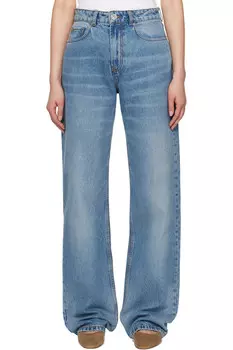 Хлопковые джинсы свободного кроя Large Fit Ami Paris, синий
