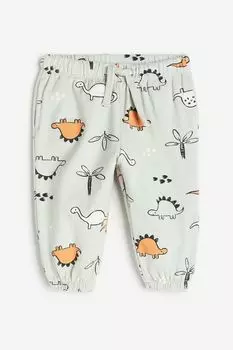 Хлопковые джоггеры H&amp;M, зеленый шалфей/динозавры