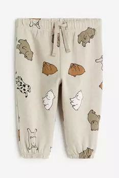 Хлопковые джоггеры H&M, бежевый
